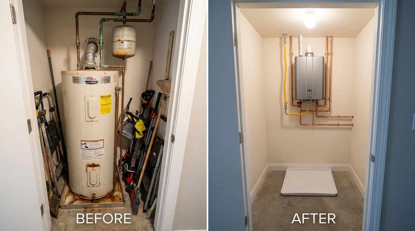 Tank water heater versus wall-mounted tankless unit comparison for Elk River, MN homeowners