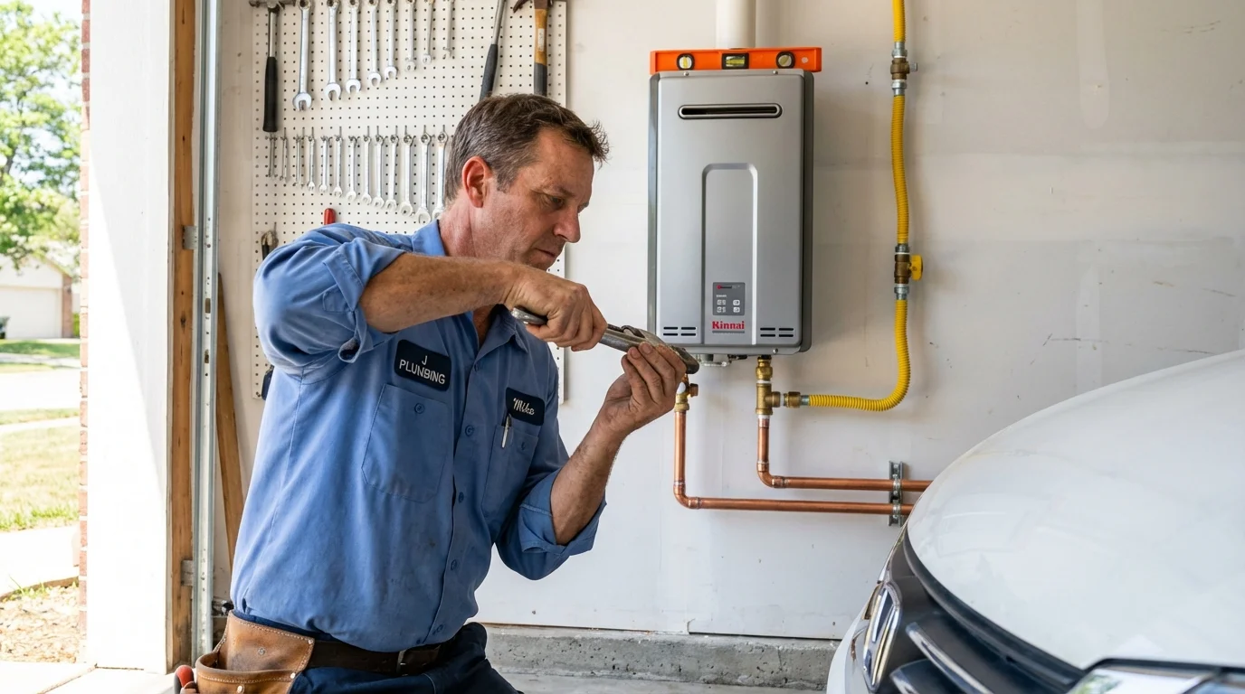 Tankless water heater installation by a Johns Plumbing LLC plumber in Elk River